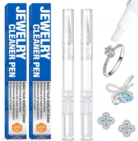 Jewelry Cleaner Pen 2Pack, Quick Sparkle Diamond Ring Cleaner Pen Stick, Polish and Remove Tarnish to Restore Brilliance, Portable Diamond Cleaner for Diamonds,Various Gemstones,Jewelry in Saudi Arabia