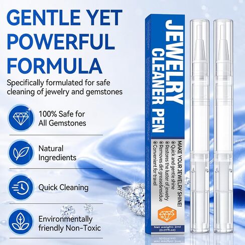 Jewelry Cleaner Pen 2Pack, Quick Sparkle Diamond Ring Cleaner Pen Stick, Polish and Remove Tarnish to Restore Brilliance, Portable Diamond Cleaner for Diamonds,Various Gemstones,Jewelry in Saudi Arabia