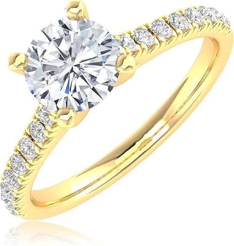 Houston Diamond District 1 Carat NATURAL Round Cut Diamond Prong Set Solitaire Diamond Engagement Ring Band (J-K Color I1-I2 Clarity) in Saudi Arabia