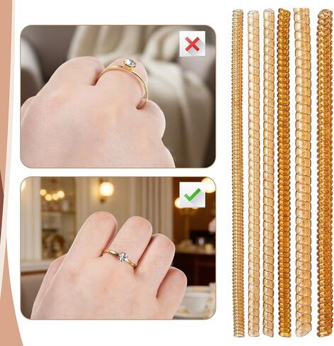 Qianyu 12PCS Ring Size Adjuster for Loose Rings, Spiral Bands Jewelry Fitter Resizer Spacers Invisible Silicone Coil Wrap Tightener Guards Inserts Make Rings Smaller for Women Men in Kuwait