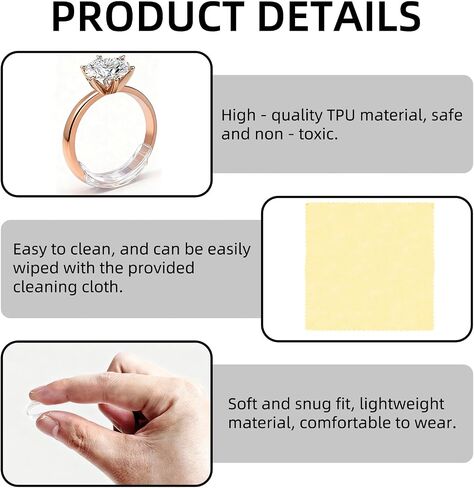 Invisible Ring Size Adjuster, 2 Styles Insert and Spiral Ring Guards and Spacers for Loose Rings with Jewelry Polishing Cloth, Sizer Reducer for Women and Men Make Smaller Gold in Kuwait
