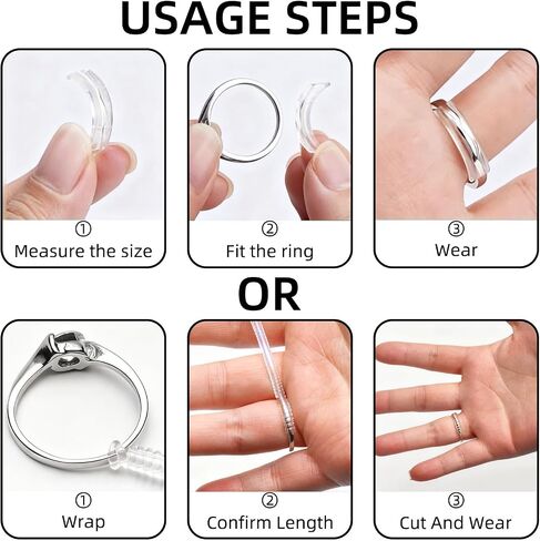 Invisible Ring Size Adjuster, 2 Styles Insert and Spiral Ring Guards and Spacers for Loose Rings with Jewelry Polishing Cloth, Sizer Reducer for Women and Men Make Smaller Gold in Kuwait