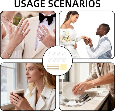 Invisible Ring Size Adjuster, 2 Styles Insert and Spiral Ring Guards and Spacers for Loose Rings with Jewelry Polishing Cloth, Sizer Reducer for Women and Men Make Smaller Gold in Kuwait