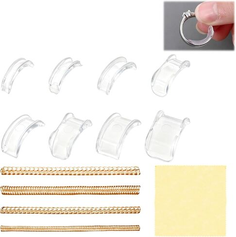 Invisible Ring Size Adjuster, 2 Styles Insert and Spiral Ring Guards and Spacers for Loose Rings with Jewelry Polishing Cloth, Sizer Reducer for Women and Men Make Smaller Gold in Kuwait