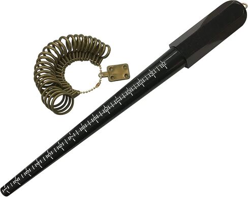 3-Piece Ring Sizing Tool Set – Finger Ring Size Gauge, Black Ring Mandrel Stick & Metal Ring Gauge for Measuring Jewelry Sizes 1-17 for Women Men & Jewelers (Mandrel_Only) in Kuwait