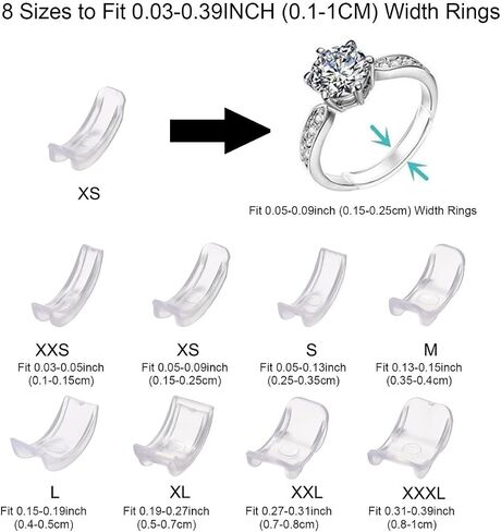 Ring Sizers for Loose Rings, 14Pack Invisible Resizer Sizes, Spacers & Tighteners, Can Reduce 0.5-1.5 Size，Suitable for Men's and Women's Rings in Sizes 1 to 8mm in Saudi Arabia