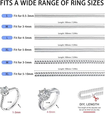 Ring Sizers for Loose Rings, 14Pack Invisible Resizer Sizes, Spacers & Tighteners, Can Reduce 0.5-1.5 Size，Suitable for Men's and Women's Rings in Sizes 1 to 8mm in Saudi Arabia