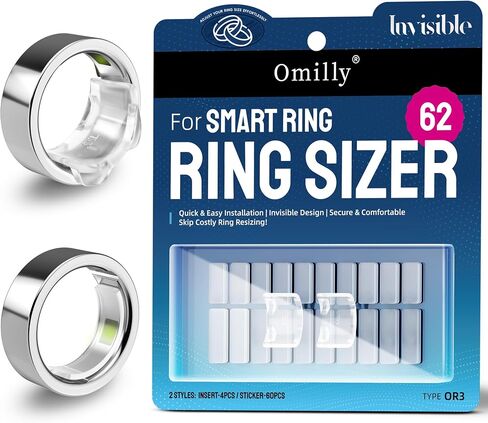 Omilly Smart Ring Size Adjuster for Oura Ring Gen 4 / Gen 3, Invisible Ring Sizer Reducer with Stickers and Inserts, Secure Comfortable Fit-62PCS in Saudi Arabia