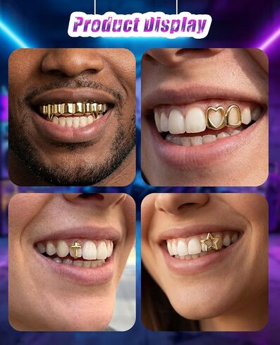 4 Pcs Gold Grills for Teeth, 14K Gold Jewelry Tooth Cap Grillz for Women & Men in Saudi Arabia