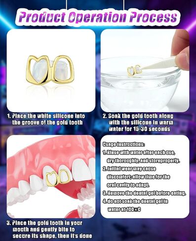 4 Pcs Gold Grills for Teeth, 14K Gold Jewelry Tooth Cap Grillz for Women & Men in Saudi Arabia