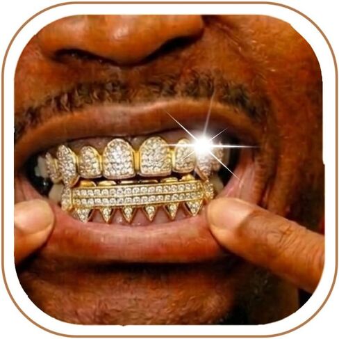 Longita Shiny Gold Grills for Your Teeth Grillz for Women Teeth Men Gold Tooth Cap Grillz for Women Golden Mouth Grills Upper and Lower Tooth Jewelry Hip Hop Outfits Custom Accessory Halloween Party in Kuwait