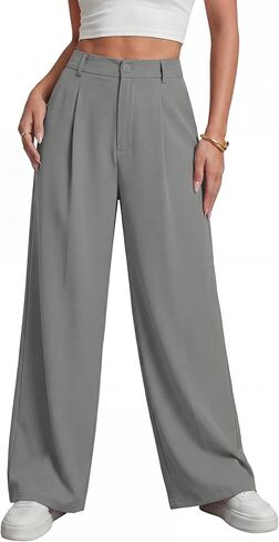 Rooscier Women's Wide Leg Pants High Elastic Waisted Business Work Trousers Long Straight Suit Pants in Saudi Arabia