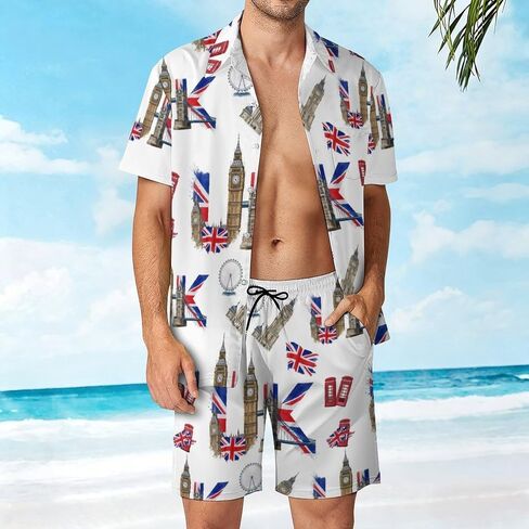 Gay Pride-LGBT-Rainbow-flag Men's 2 Piece Button-Up Shirt Hawaiian Shirt Party Beach Suit Dry Surfing Beach X-Small in Saudi Arabia