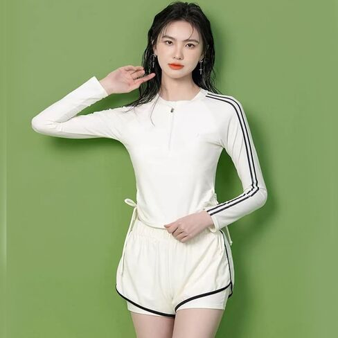 Piece Rashguard Swimwears Long Sleeve Front Zippered Rashguard Swimsuit Sport Athletic Surfing Bathing Suit Split Swim Suit in Kuwait
