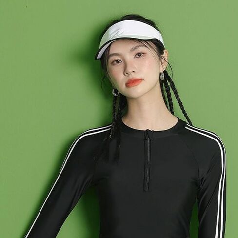 Piece Rashguard Swimwears Long Sleeve Front Zippered Rashguard Swimsuit Sport Athletic Surfing Bathing Suit Split Swim Suit in Kuwait