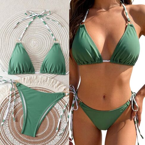 Swimsuit Breathable Separate Top Bottom Tight Quick Drying Polyester Spandex Texture for Beach Vacation Fashion Swimwear Set in Kuwait