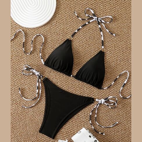 Swimsuit Breathable Separate Top Bottom Tight Quick Drying Polyester Spandex Texture for Beach Vacation Fashion Swimwear Set in Kuwait