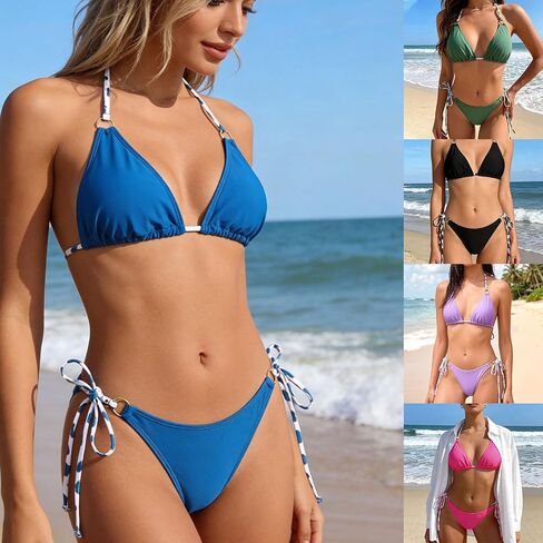 Swimsuit Breathable Separate Top Bottom Tight Quick Drying Polyester Spandex Texture for Beach Vacation Fashion Swimwear Set in Kuwait