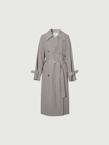 Women's Sleek Midi Trench Coat, Lightweight Belted Lapel Outerwear for Spring and Fall in Kuwait