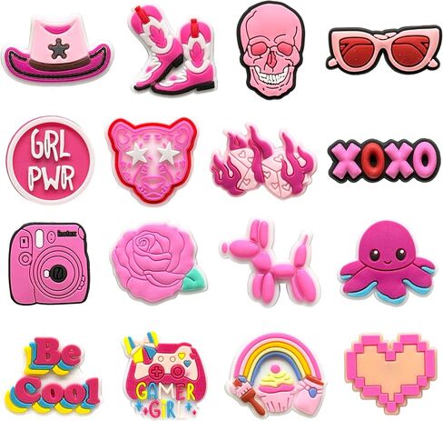 50-Piece Shoe Charms for Girls Women & Adults – Pink Cute Preppy Hippie Summer Butterfly Flower Shoe Decoration Pins, Happy Holiday Vibes Sandal Accessories, Birthday Gift & Party Favor in Saudi Arabia