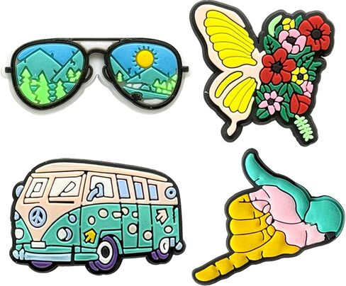 50-Piece Shoe Charms for Girls Women & Adults – Pink Cute Preppy Hippie Summer Butterfly Flower Shoe Decoration Pins, Happy Holiday Vibes Sandal Accessories, Birthday Gift & Party Favor in Saudi Arabia