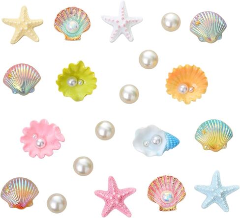 Beach Shoe Charms for Girls,Pearl Starfish and Seashell for Clogs Sandals,Bracelets,Bags Charms,Ocean Theme Shoe Accessories for Women,Beach Theme Party Decorations in Saudi Arabia