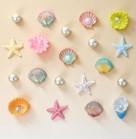 Beach Shoe Charms for Girls,Pearl Starfish and Seashell for Clogs Sandals,Bracelets,Bags Charms,Ocean Theme Shoe Accessories for Women,Beach Theme Party Decorations in Saudi Arabia