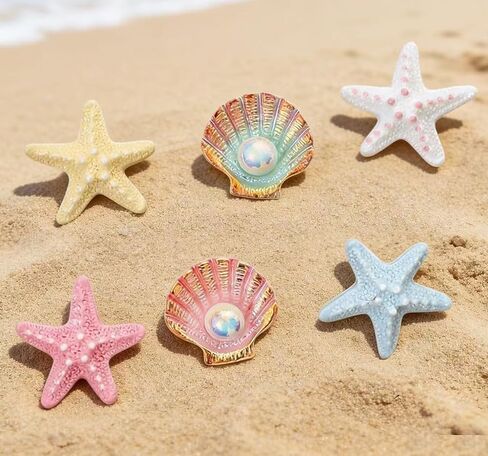 Beach Shoe Charms for Girls,Pearl Starfish and Seashell for Clogs Sandals,Bracelets,Bags Charms,Ocean Theme Shoe Accessories for Women,Beach Theme Party Decorations in Saudi Arabia