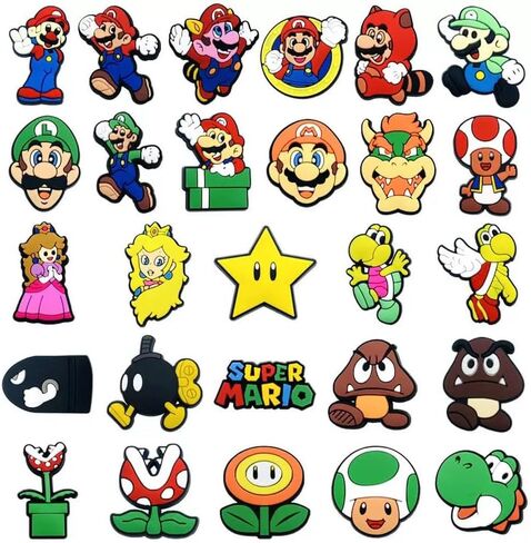 27Pcs Mario Shoe Decoration Charms for Croc Clog Sandals, Shoe Accessories Charms for Adults in Saudi Arabia