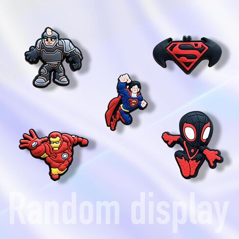 Joivoritow 20Pcs Hero Shoe Decoration Charms for Croc Clog Sandals, Cartoon Shoe Accessories Charms for Gifts, Black in Saudi Arabia