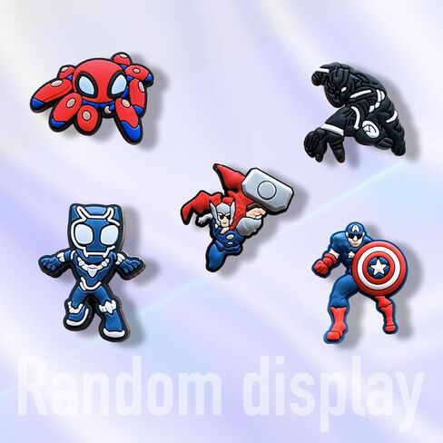 Joivoritow 20Pcs Hero Shoe Decoration Charms for Croc Clog Sandals, Cartoon Shoe Accessories Charms for Gifts, Black in Saudi Arabia