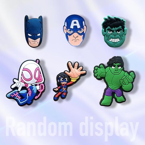 Joivoritow 20Pcs Hero Shoe Decoration Charms for Croc Clog Sandals, Cartoon Shoe Accessories Charms for Gifts, Black in Saudi Arabia