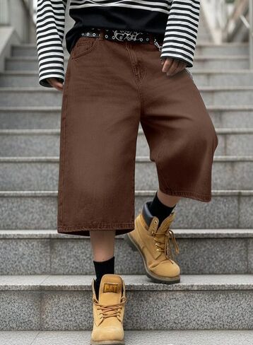 Mens Baggy Jean Shorts Y2K Jorts Denim Shorts Men Loose Fit Wide Leg 16.5 Inch Inseam Jorts Streetwear Baggy Shorts in Kuwait