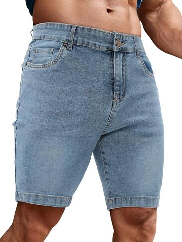 Men's Casual Slim Fit Denim Jean Shorts Skinny Stretch Summer Hot Short in Saudi Arabia
