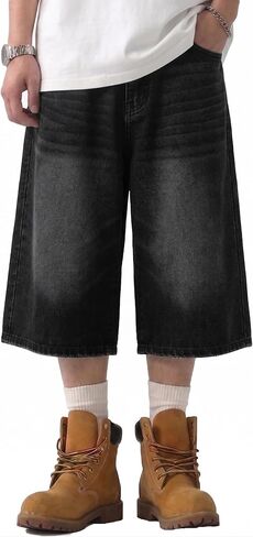 Mens Baggy Jean Shorts Y2K Jorts Denim Shorts Men Loose Fit Wide Leg 16.5 Inch Inseam Jorts Streetwear Baggy Shorts in Kuwait