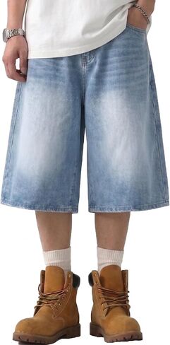 Mens Baggy Jean Shorts Y2K Jorts Denim Shorts Men Loose Fit Wide Leg 16.5 Inch Inseam Jorts Streetwear Baggy Shorts in Kuwait