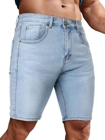 Men's Casual Slim Fit Denim Jean Shorts Skinny Stretch Summer Hot Short in Saudi Arabia