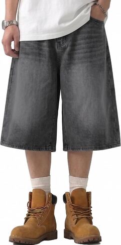 Mens Baggy Jean Shorts Y2K Jorts Denim Shorts Men Loose Fit Wide Leg 16.5 Inch Inseam Jorts Streetwear Baggy Shorts in Kuwait