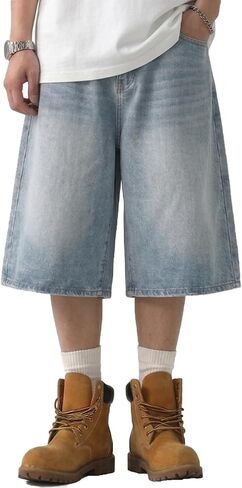 Mens Baggy Jean Shorts Y2K Jorts Denim Shorts Men Loose Fit Wide Leg 16.5 Inch Inseam Jorts Streetwear Baggy Shorts in Kuwait