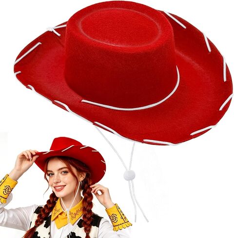 Cowgirl Hat,Western Sheriff Cowboy Hats West Wide Brim Cap for Men Women,Rodeo Week Cosplay, Halloween Themed Party,Red in Kuwait