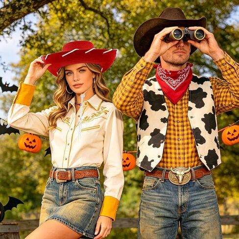 Cowgirl Hat,Western Sheriff Cowboy Hats West Wide Brim Cap for Men Women,Rodeo Week Cosplay, Halloween Themed Party,Red in Kuwait