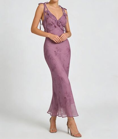 فستان RIHOAS Boho Midi Floral - فستان صيفي أنيق متدفق | الزي الرسمي مستوحى لضيف حفل الزفاف | فستان حفلة الربيع والصيف in Kuwait