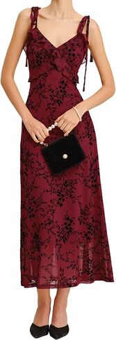 فستان RIHOAS Boho Midi Floral - فستان صيفي أنيق متدفق | الزي الرسمي مستوحى لضيف حفل الزفاف | فستان حفلة الربيع والصيف in Kuwait