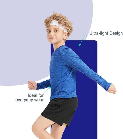 5 Pack Boys&Girls Athletic Quick Dry Long Sleeve Shirt Youth Performance Activewear T-Shirt for Kids in Saudi Arabia