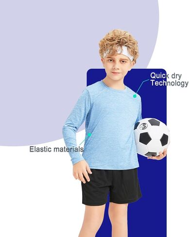 5 Pack Boys&Girls Athletic Quick Dry Long Sleeve Shirt Youth Performance Activewear T-Shirt for Kids in Saudi Arabia