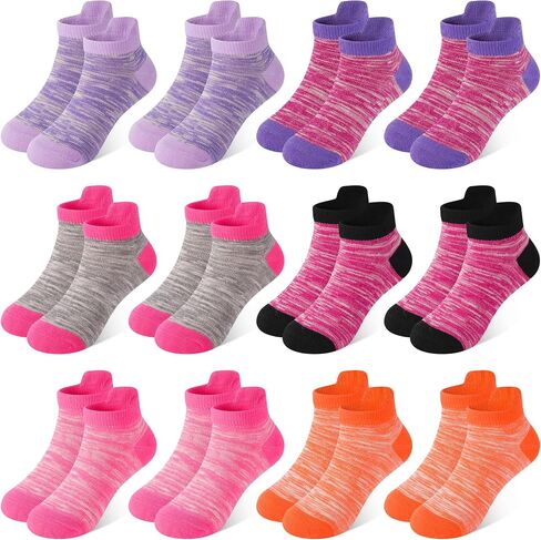 12 Pairs Girls Socks,Ankle Sock Kids Athletic Socks with Heel Tab Cotton Low Cut Kids Sock, 1-14 Years in Saudi Arabia