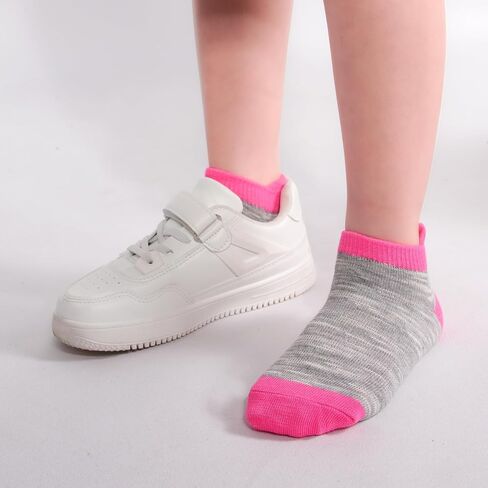 12 Pairs Girls Socks,Ankle Sock Kids Athletic Socks with Heel Tab Cotton Low Cut Kids Sock, 1-14 Years in Saudi Arabia