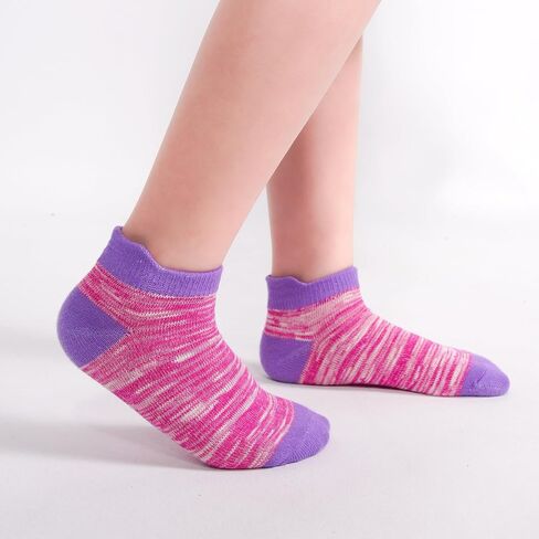 12 Pairs Girls Socks,Ankle Sock Kids Athletic Socks with Heel Tab Cotton Low Cut Kids Sock, 1-14 Years in Saudi Arabia