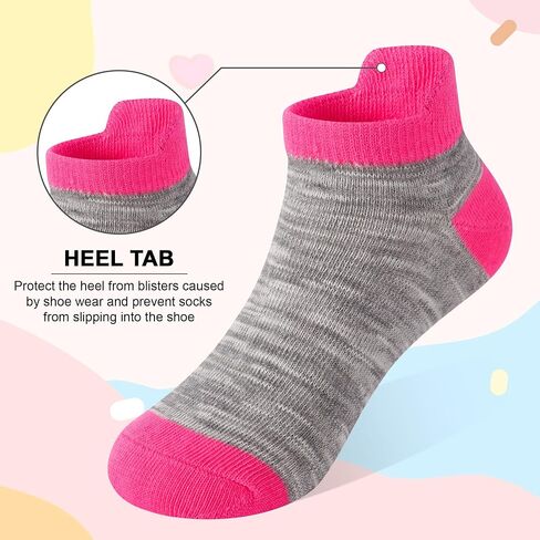 12 Pairs Girls Socks,Ankle Sock Kids Athletic Socks with Heel Tab Cotton Low Cut Kids Sock, 1-14 Years in Saudi Arabia