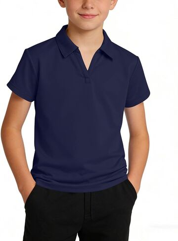 Boys Polo Shirt Back to School Clothes Uniform Shirts for Girls Fashion V Neck Short Sleeve Tops Teen Summer Outfits in Kuwait